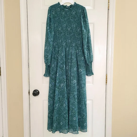 Madewell | Dresses | Madewell Crinkle Georgette Lucie Tieback Midi Dress In  Woodland Floral Green | Poshmark
